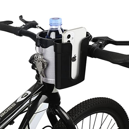 Accmor Stroller Cup Holder with Phone Keys Holder, 3-in-1 Universal Cup Holder, Drinks Bottle Holder for Stroller, Bike, Wheelchair, Walker, Scooter - color: Black Grey