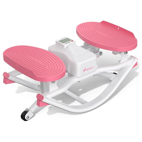 Merach Rocking Steppers for Exercise at Home, 3D Motion Stair Stepper - color: White&PINk