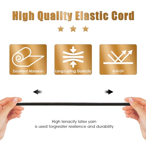 3/32 Inch Black Bungee Cord (2mm), 40 Feet Heavy Duty Elastic Shock Cord Nylon Stretch String Bungee Rope for DIY Crafting Sewing, Luggage, Camping, Tie Downs (Black, 3/32 inch x 40 ft) - size: 3/32 inch x 40 ft