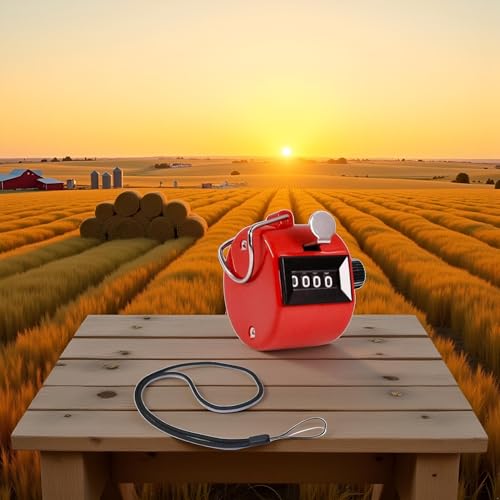 JJLFresheners 1PC FormVan Hand Tally Counter with Lanyard, Mechanical Lap Tracker Manual Clicker with Metal Finger Ring Hoop Holder, Red