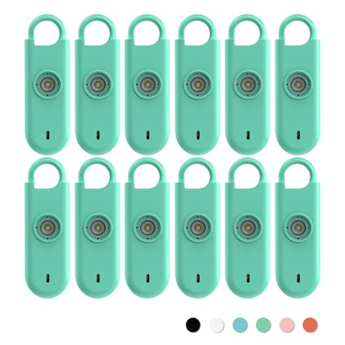 Fauxomor 140dB Personal Safety Alarm for Women 12pack Self Defense Keychain - color: 12 Pack Green