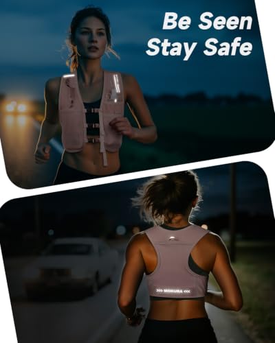 MOKURA Running Vest for Women Men with 500ML Soft Flask & Phone Holder - color: Pink, size: Small