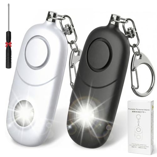 Personal Alarm for Women Keychain Alarm: Qoosea 135dB Emergency Keychain Siren with Strobe Light Loud Siren for Women Kids Students Seniors Emergency Self-Defense for Night Sports - color: Charcoal Black + White