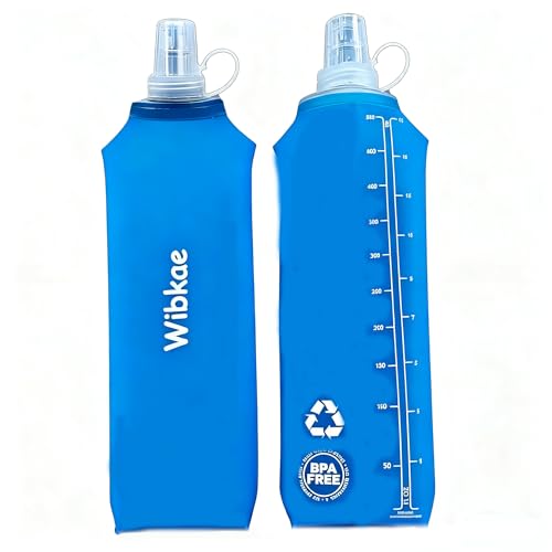 Soft Flask, 2 Pack Soft Flask Running Bottles 500ml,TPU Foldable Running Flask, Portable Collapsible Flask Handheld for Travel Traveling Hiking Cycling City Walk