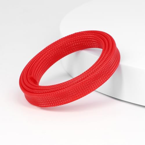 25ft PET Expandable Braided Cable Sleeve 5/8inch(16mm) Pet Braided Cable Sleeve for Audio Video Device Wire Automotive Wire (Red) - color: Red, size: 16mm"(5/8 inch)