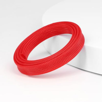 25ft PET Expandable Braided Cable Sleeve 3/8inch(10mm) Pet Braided Cable Sleeve for Audio Video Device Wire Automotive Wire (Red) - color: Red, size: 10mm"(3/8 inch)