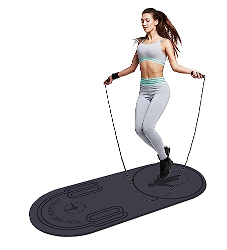 8/20/30mm Jump Rope Mat Fitness Exercise Mat Durable, Non-Slip, Workout Mats with Jump Rope & Carrying Bag for Home Gym Flooring (55"x 24") - color: Gray-8mm