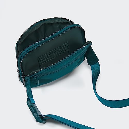 Pander Nylon Fanny Pack Belt Bag for Women with 5 Zipper Pockets - color: Teal Blue