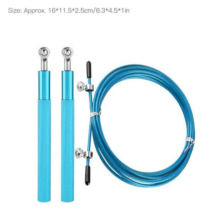 Aluminum Alloy Jump Rope with Ball Bearings – Skipping Rope for Speed Training, Non-Slip Grip and Adjustable PVC Cable - color: Blue