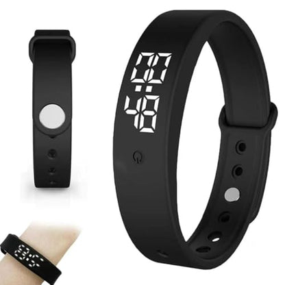 Vibrating Alarm Clock Watch for Heavy Sleepers, Silent Wake Up Bracelet & Smart Wristband, Wearable Vibration Wrist Alarm, Non-Audible Sleep Wristband for Men & Women, Black