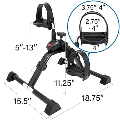 Vaunn Foldable Compact Professional Wrist Arm Leg Strengtheners Pedal Exerciser with Electronic Display for Indoor Exerciser and Physical Therapy - color: Gun Metal Black