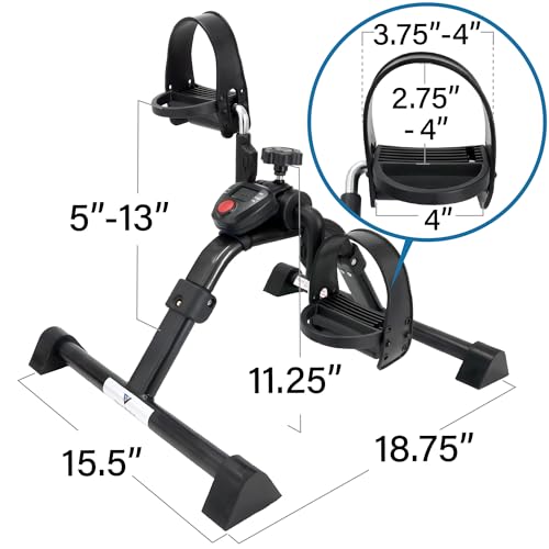 Vaunn Foldable Compact Professional Wrist Arm Leg Strengtheners Pedal Exerciser with Electronic Display for Indoor Exerciser and Physical Therapy - color: Gun Metal Black