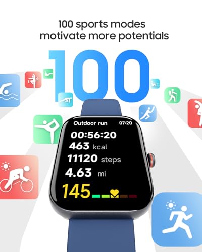 1.91" Smart Watch for Men Women with ALEXA, Fitness Watch for Android iOS - color: Steel Blue