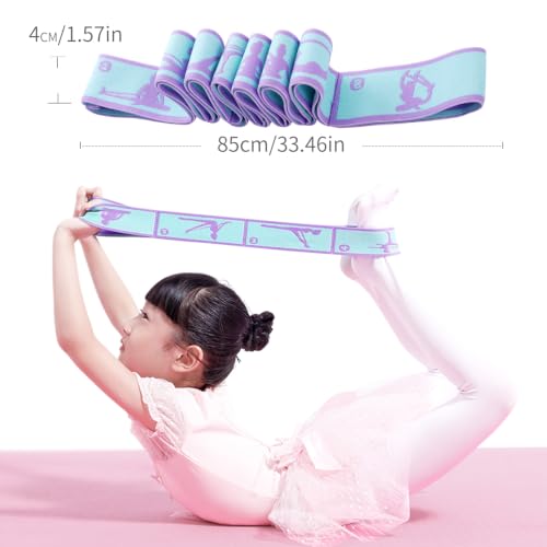 Adjustable Stretch Strap for Kids, 8-Loop Elastic Resistance Band for Children Gymnastics, Ballet Dance, Yoga, Stuff，Pilates & Flexibility Training, Home Exercise Equipment for Girls - color: Blue