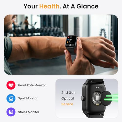 Fitpolo Smart Watches for Men Android & iPhone, Alexa Built-in [1.8" HD Screen] IP68 Waterproof Fitness Watch with Bluetooth Call (Answer/Make), Heart Rate/Sleep/SpO2 Monitor, 105+ Sports Tracker - color: Black
