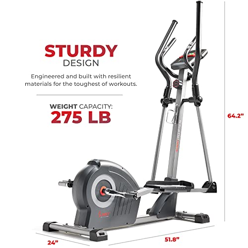 Sunny Health & Fitness Upright Elliptical for Full Body Arm Leg Workout - color: Gray