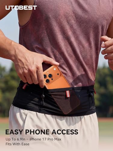 UTOBEST Running Belt for Men & Women, No Bounce Running Waist Pack, B7 Pro - color: Black, size: XL(33.8-35.4")