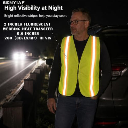 Lightweight Reflective Mesh Safety Vest with Hook and Loop - color: Yellow 12p