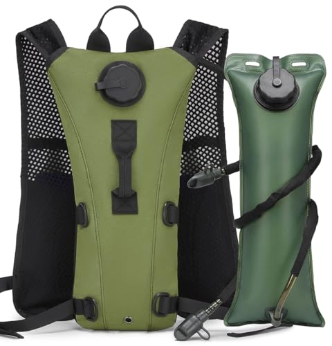 Running Hydration Vest Pack Tactical 3L Water Bladder Backpack Bag for Cycling Marathon Hiking Daypack Men & Women - color: OD Green