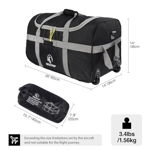REDCAMP 85L/120L/140L Foldable Duffle Bag with Wheels, Large Travel Duffel Bag - color: 85l Grey (Small)