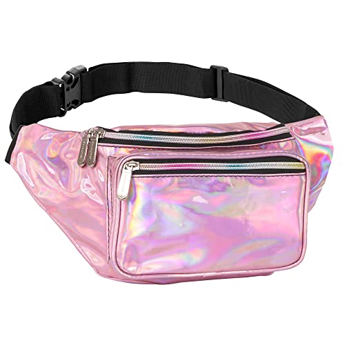 SoJourner Waterproof Holographic Fanny Pack, Pale Pink - color: Holographic Pale Pink