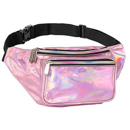SoJourner Waterproof Holographic Fanny Pack, Pale Pink - color: Holographic Pale Pink