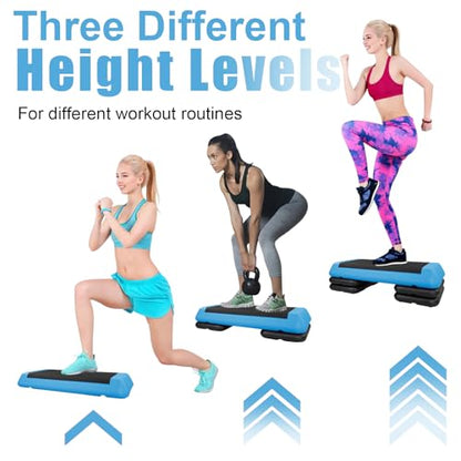 Adjustable Aerobic Stepper Workout Step with 4 Risers Fitness & Exercise Platform Trainer