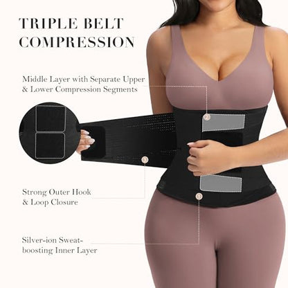 YIANNA Waist Trainer Sauna Sweat Waist Cincher Tummy Control Body Shaper - color: Black, size: Small