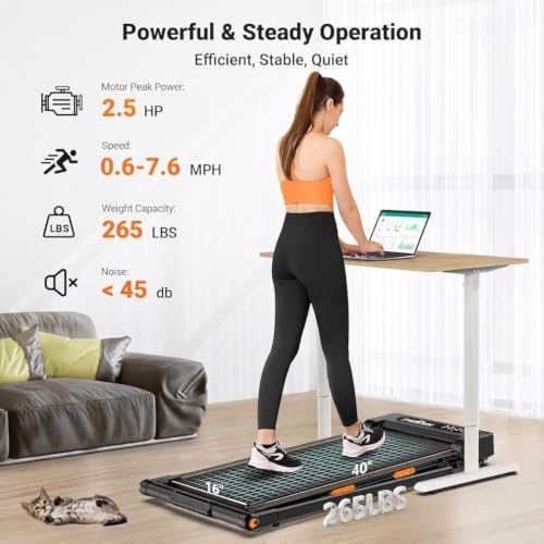 THERUN Walking Pad with Handle Bar, Compact Under Desk Portable Treadmill