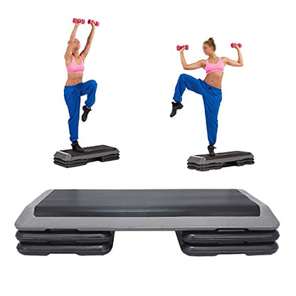 HTTMT- 43'' Adjustable Sports Exercise Aerobic Step Platforms Fitness Exercise Stepper W/Risers 4" 6" 8" Home Gym [P/N: ET-HOME006-6-8-BK]