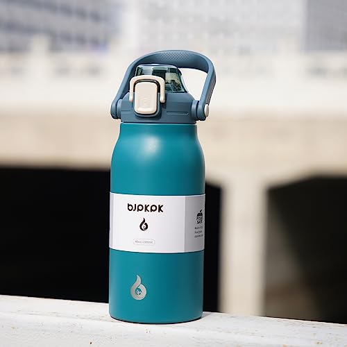 BJPKPK 45oz Insulated Water Bottle with Straw Lid, Stainless Steel Bottle - color: 45 oz Light Blue, size: 45 Ounces