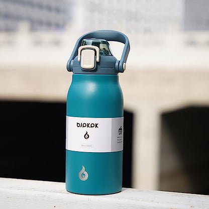 BJPKPK 45oz Insulated Water Bottle with Straw Lid, Stainless Steel Bottle - color: 45 oz Light Blue, size: 45 Ounces