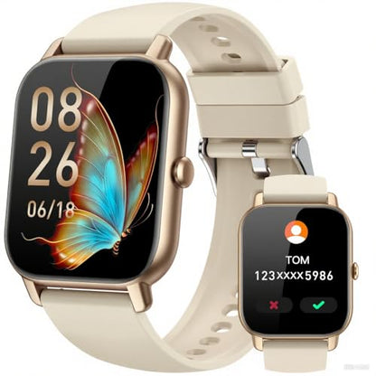 Smart Watches for Men Women, Fitness Tracker with Activity Counter/Sleep Monitor, IP68 Waterproof Smart Watch for Android iPhone iOS Compatible (Champagne Gold, 1.83) - color: Champagne Gold
