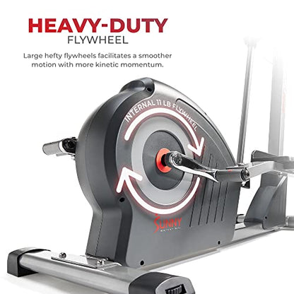 Sunny Health & Fitness Upright Elliptical for Full Body Arm Leg Workout - color: Gray