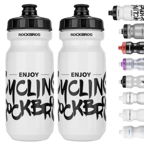 ROCKBROS Bike Water Bottle 20oz-25oz Squeeze Cycling Water Bottle BPA Free - color: 20oz White, style: 2 Pack