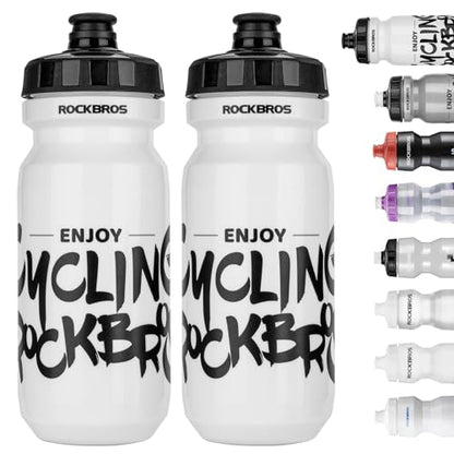 ROCKBROS Bike Water Bottle 20oz-25oz Squeeze Cycling Water Bottle BPA Free - color: 20oz White, style: 2 Pack