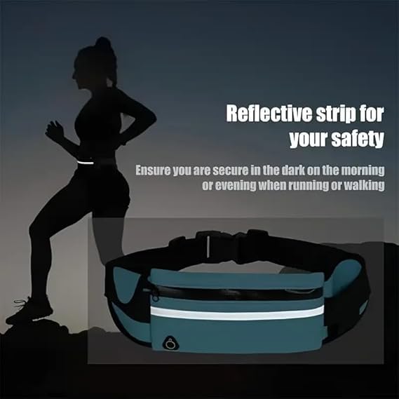 Men Women Running Belt Waist Pack Waterproof Jogging Waist Bag Adjustable Sports Workout Reflective Fanny Pack Runners Belt (RoseRed) - color: RoseRed