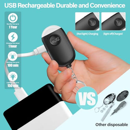Hion Personal Safety Alarm for Women, 3 Pack Rechargeable 130dB Self Defense Keychain with LED Flashlight, Emergency Safe Sound Security Alarm for Children Elderly, White+Pink+Black - color: White+pink+black