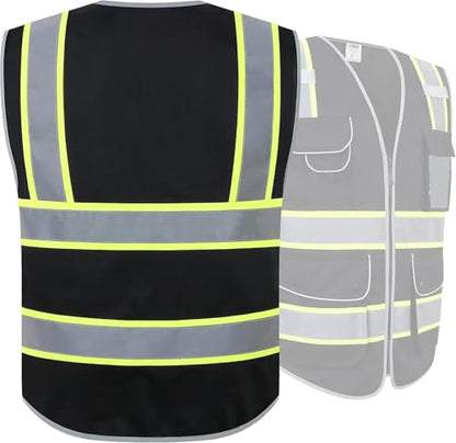 JKSafety Safety Vest for Men Women Reflective Hi Vis JK901 Black S - color: Black Yellow Strips, size: Small