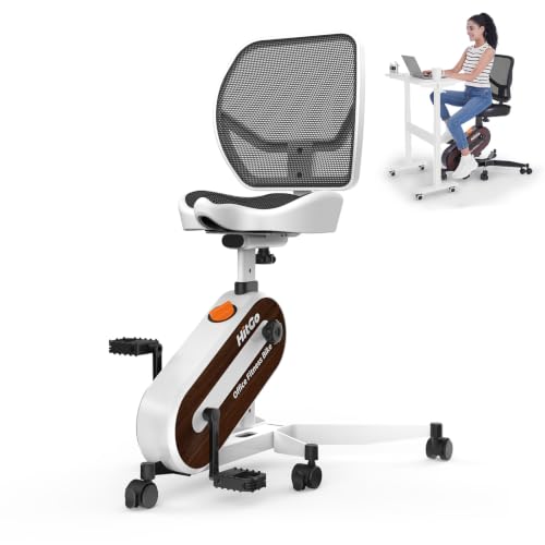HitGo Office Exercise Bike Desk Chair,330 lbs Heavy Duty Under Desk Bike with 9-Level Height Adjustable Seat 24.4"-33.8",8-Level Resistance & Rolling Wheels,Quiet Fitness Chair for Home Office - color: White