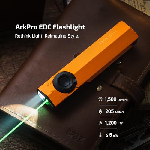 OLIGHT ArkPro EDC Flat Flashlight Rechargeable, Pocket Light, Orange CW - color: Orange