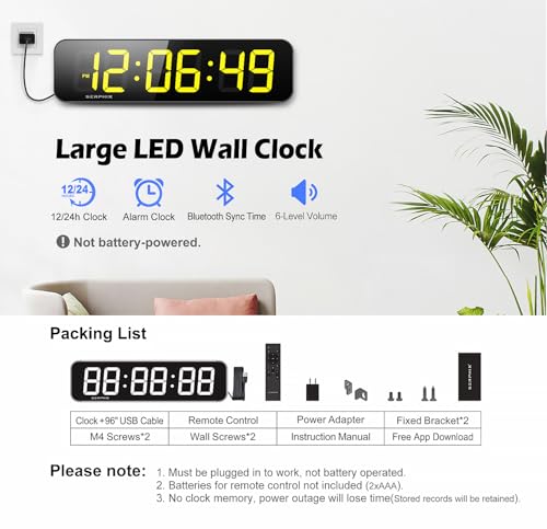 15.2" Gym Timer, App & Remote Control, Gym Clock for Home Garage Outdoor