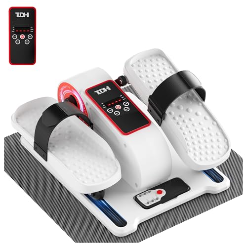 TDH Under Desk Elliptical Machine Leg Exerciser Electric - color: White-Red