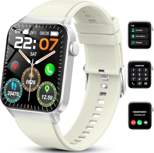 Smart Watch for Women Men (Answer/Make Call), Smartwatch with Heart Rate/Sleep Monitor/Pedometer, 2026 New Fitness Watch IP68 Waterproof, 113+ Sports Modes,Activity Tracker for Android iOS-White - color: Pearl White