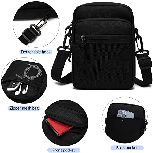 Lohol Small Messenger Bag for Men Women, Water Resistant Adjustable Crossbody Sling bag Purse for Travel Sports - color: Dark Grey