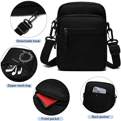 Lohol Small Messenger Bag for Men Women, Water Resistant Adjustable Crossbody Sling bag Purse for Travel Sports - color: Dark Grey
