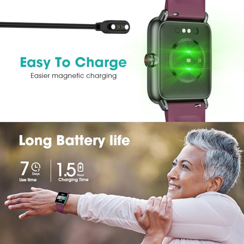 Pedometer Watch Senior Friendly No App No Phone Required, Fitness Tracker - color: Dark Purple