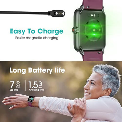 Pedometer Watch Senior Friendly No App No Phone Required, Fitness Tracker - color: Dark Purple