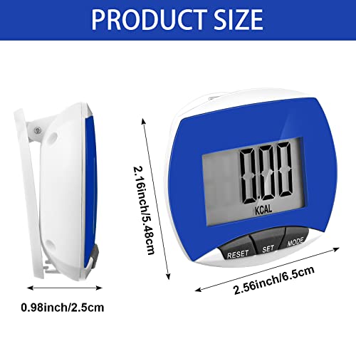 Weewooday Pedometer for Walking Steps and Miles Simple Pedometer Clip on with Large Digital Display Portable LCD Step Counter Bulk Gift for Women Men Adults - color: Blue