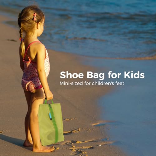 pack all Kids Shoe Bag for Travel, Water-Resistant Shoe Pouch for Sports - color: Green